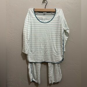 Striped White and Blue Pajama Set